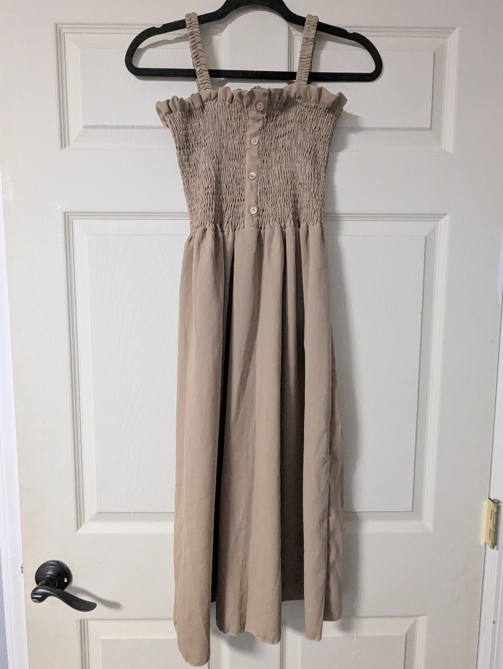 Summer Light Brown Shirred Smocked Dress Yesstyle Vacation Breezy Flowy